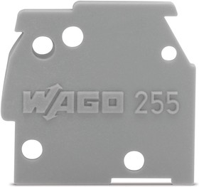 255-100, End plate - snap-fit type - 1 mm thick - gray