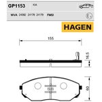 GP1153, Колодки торм.пер. HAGEN, KIA Sorento 02-