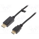 CV0126, Кабель, DisplayPort1.2, вилка DisplayPort, вилка HDMI, 1м