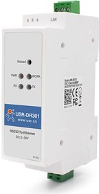 Фото 1/5 Преобразователь USR IoT USR-DR301 RS232/Ethernet на DIN-рейку