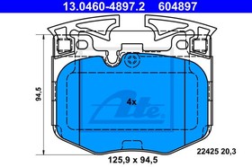 13.0460-4897.2, Колодки тормозные дисковые перед BMW 3 (G20, G80), 5(G30, F90), 6(G32), 7 (G11, G12) 17-