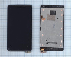 Дисплей (экран) в сборе с тачскрином для Nokia Lumia 920 черный с рамкой