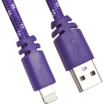 USB кабель для Apple iPhone, iPad, iPod 8 pin плоская оплетка фиолетовый ...