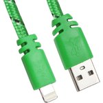 USB кабель для Apple iPhone, iPad, iPod 8 pin плоская оплетка, зеленый, европакет LP