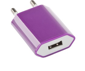 Фото 1/2 Блок питания (сетевой адаптер) с USB выходом 5V 1А сиреневый коробка LP