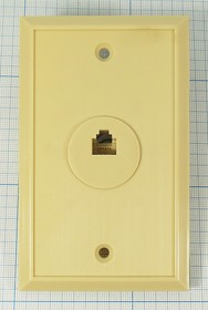 Гнездо телефонное 6P4C-6C, на панель, внутренний провод, беж; №1688 гн телеф 6P4C-6C\пан\внутр провод\беж