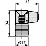 EEM 33-72, Circular Connector, M16, Socket, Right Angle, Poles - 5, Solder