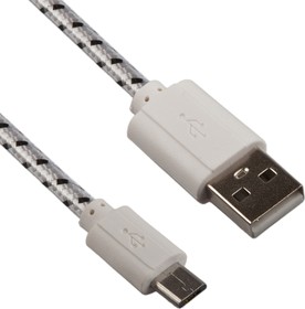 USB кабель LP Micro USB в оплетке белый с черным, европакет