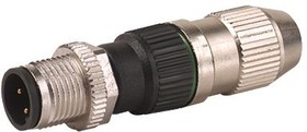 7000-12461-0000000, 3 contacts Cable Mount M12 Plug IDC IP67