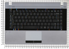 Фото 1/2 Клавиатура (топ-панель) для ноутбука Samsung RC410 NP-RC410 черная с серым топкейсом