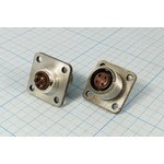 Разъем [2РМ14Б4Г1В1]аналог розетка, контакты 4HP, диаметр резьбы М16, монтаж на блок, фланец 4 отверстия