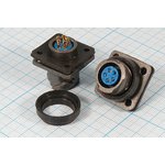 Гнездо ЦС, 5HP, B17, на панель, фланец 4 отверстия, FQ14-5ZK, герметичное ...