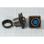 Гнездо ЦС, 5HP, B17, на панель, фланец 4 отверстия, FQ14-5ZK, герметичное ...