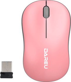 Фото 1/3 Мышь беспроводная Dareu LM106G Pink-Grey (розовый с серым), DPI 1200, ресивер 2.4GHz, размер 99.4x59.7x38.4мм