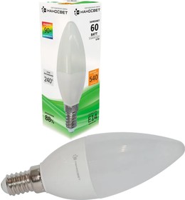 Светодиодная лампа LE-CD-60/E14/930, 6Вт, E14, 240 градусов, 540Лм, 3000K, Ra90, L200