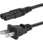 6010.5278, IEC C7 Socket to Type A US Plug Plug Power Cord, 4m