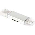 OTG 3 в 1 для Apple 8 pin, USB Type-C, Micro USB на Micro SD картридер серебро ...