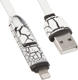 Фото 1/3 USB кабель 2 в 1 Винтажная краска для Apple 8 pin, Micro USB белый, коробка