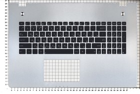 Фото 1/2 Клавиатура (топ-панель) для ноутбука ASUS N76V черная с серебристым топкейсом
