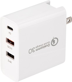 Фото 1/7 18-2214, Сетевое зарядное устройство для iPhone/iPad 2xUSB+USB Type-С, переходник + адаптер, 48W белое