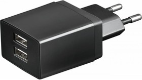 Универсальное сетевое зарядное устройство 2 USB 3.1A черный CH-6C04B