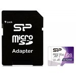 SP128GBSTXDU3V20AB, Флеш карта microSD 128GB Silicon Power Superior Pro A1 microSDXC Class 10 UHS-I U3 Colorful 100/80 Mb/s (SD адаптер)