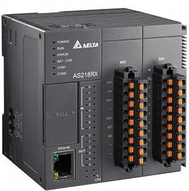 Фото 1/2 Процессорный модуль AS200, 64K шагов, 8DI/6DO, 2AI/2AO (реле), Ethernet, CANopen, 2xRS485, AS218RX-A