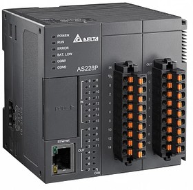 Фото 1/2 Процессорный модуль AS200, 64K шагов, 16DI/12DO, Ethernet, CANopen, 2xRS485, mini USB, AS228P-A