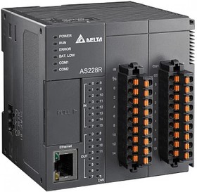 Фото 1/2 Процессорный модуль AS200, 64K шагов, 16DI/12DO, Ethernet, CANopen, 2xRS485, mini USB, AS228R-A