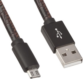 Фото 1/3 USB Дата-кабель Micro USB в оплетке кожа змеи (коричневый/коробка)