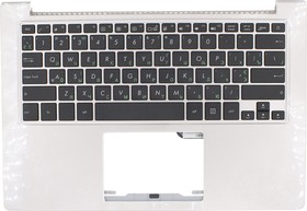 Фото 1/2 Клавиатура (топ-панель) для ноутбука Asus UX303L, UX303LA черная с серебристым топкейсом без подсветки