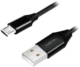 Фото 1/2 CU0143, Кабель, USB 2.0, вилка USB A, вилка micro USB B, 0,3м, черный