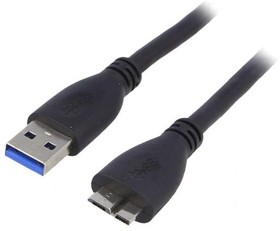 Фото 1/2 AK-USB-26, Кабель, USB 3.0, вилка USB A, вилка micro USB B, никелированные