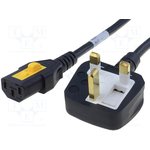 Device connection line, UK, plug type G, angled on C13 jack, straight ...