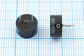 Фото 1/2 Зуммер магнитоэлектрический с генератором, размер 10x 5, напряжение 9В, частота 2.3кГц, контакты 2P5, марка HCM1009