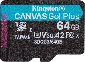 Фото 1/6 Флеш карта microSDXC 64GB Kingston SDCG3/64GBSP Canvas Go! Plus w/o adapter