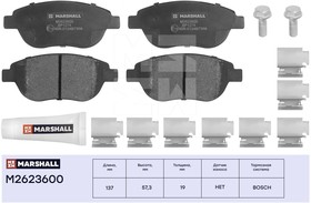 M2623600, Колодки тормозные Citroen Berlingo I 98-, C4 I 04-, Xsara 00-; Peugeot передние дисковые Marshall