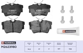 M2623980, Колодки тормозные Renault Trafic II-III 01-; Opel Vivaro 01-; Nissan Primastar 02- задние Marshall
