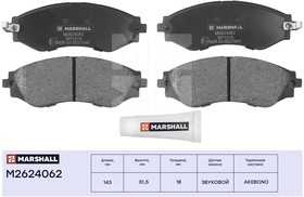 M2624062, Колодки тормозные Daewoo Nexia DOHC, Gentra 13-; Chevrolet Lacetti 03- передние Marshall