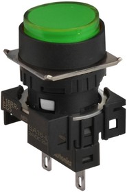 L16RR-EG24, Сигнальная лампа круглая, монтажное отверстие: ø16 мм, плафон: выступающий, цвет: зеленый, блок индикации: Uпит. 24В=
