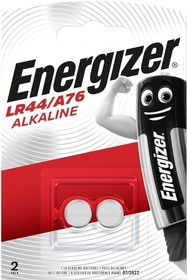 Фото 1/2 Алкалиновая Батарейка Energizer, Alkaline LR44 (A76) 2 шт/блист (цена за блистер)