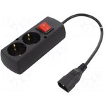 PS-PCU270SWS/0.3, Кабель, гнездо CEE 7/4 (F), IEC C14 "папа", 0,3м, Гнезда 2, ПВХ