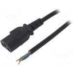 AK-OT-02A, Кабель, IEC C13 "мама", провода, 1,5м, черный, ПВХ, 3G0,5мм2, 10А