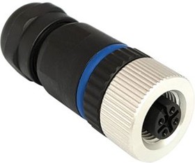 PXPPAM12FBF04ASTPG9, M12 Straight Socket Cable socket, 4 Poles, A-Coded, Screw Terminal