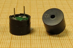 Зуммер магнитоэлектрический без генератора, 12x 9, напряжение 1.5В, сопротивление 42 Ом, частота 2.048 кГц, 2P6.5, MT12-2P, MEC