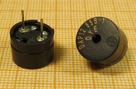 Зуммер магнитоэлектрический без генератора, 12x 9, напряжение 5В, сопротивление 42 Ом, частота 2.048 кГц, 2P6.5, DAP1285B-1