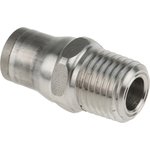 3805 08 14, LF3800 Series Straight Threaded Adaptor, NPT 1/4 Male to Push In 8 ...