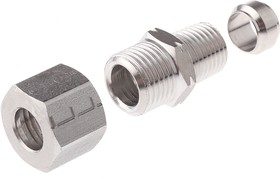 Фото 1/2 1805 10 14, LF3000 Series Straight Threaded Adaptor, NPT 1/4 Male to Push In 10 mm, Threaded-to-Tube Connection Style