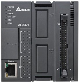 Фото 1/2 Программируемый логический контроллер AS332T-A, 16DI, 16TO(NPN), 24VDC, 128K шагов, 2xRS485, USB, microSD, CANopen, Ethernet