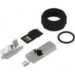 690-W05-260-043, Вилка; USB B mini; на провод; пайка; прямой; под заливку; IP67